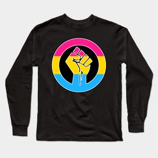 Black Lives Matter Fist Circled LGBTQ Flag Pansexual Long Sleeve T-Shirt